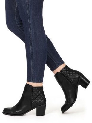 Next Black Quilted Block Heel Ankle Boots