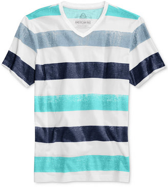 American Rag V-Neck Surf Beach Striped T-Shirt