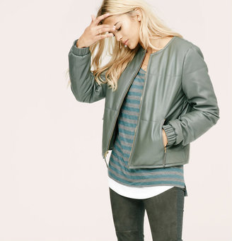 LOFT Lou & Grey Quilted Leather Bomber Jacket