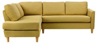 Debenhams Green 'Finn' left-hand facing corner sofa with light wood feet
