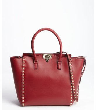 RED Valentino Valentino red leather 'Rock Stud' top handle convertible bag