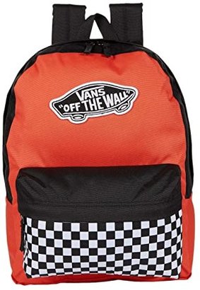 vans realm racing red & checkerboard flame backpack