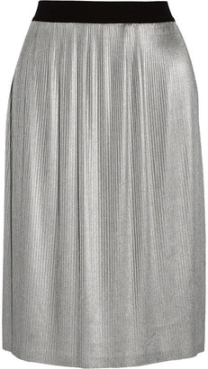 Enza Costa Metallic pleated woven skirt