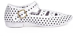 F-Troupe Takako White Polka Dot Flat Shoes - White