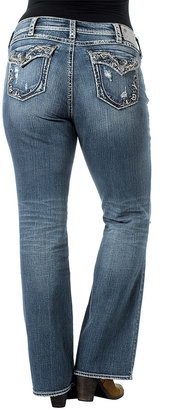 Suki Indigo Medium Wash Flap Pocket Curvy Bootcut Jeans - Plus