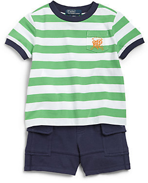 Ralph Lauren Infant's Two-Piece Striped Tee & Shorts Set