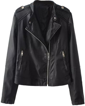 Choies Black Leather Look Biker Jacket
