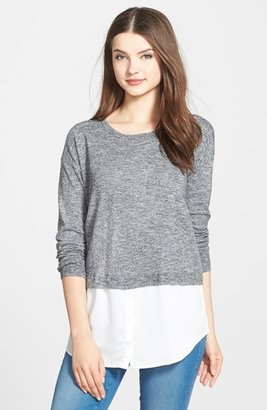Kensie Layered Look Mélange Knit Sweater