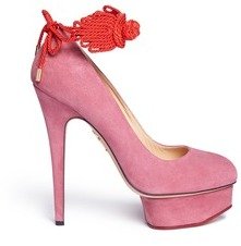Nobrand 'Eternally Dolly' Chinese knot suede platform pumps