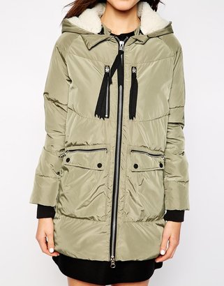 Warehouse Ribbon Detail Quilted Coat