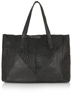 Topshop Womens Leather and Suede Shopper Bag - Black