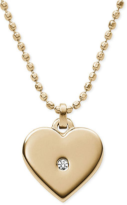 Michael Kors Gold-Tone Glass Stone Heart Charm Necklace