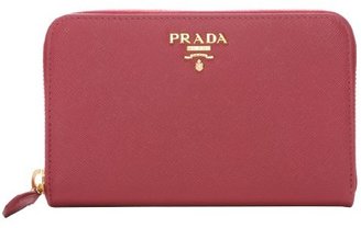 Prada peony saffiano leather zip around wallet