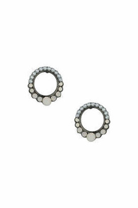 Topshop Womens Open Circle Stone Earrings - White