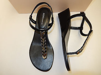 BCBGeneration New Jasper 1 3/4" Black Wedge Thongs With Ankle Strap Msrp $59.99