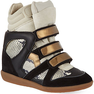 Isabel Marant Bonny suede and leather wedge trainers