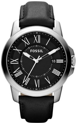 Fossil Men's FS4745 Grant Black Leather Watch