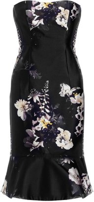 Ellery Black Strapless Floral Dress