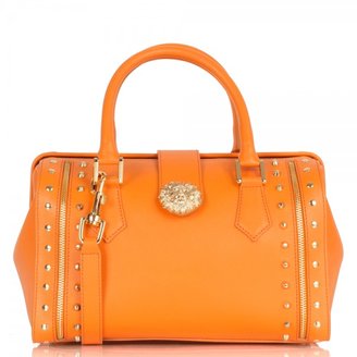 Versace Versus Orange FBD0077 Gold Studded Lion Head Carry All Bag