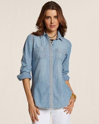 Chico's Lacey Denim Blues Spencer Top