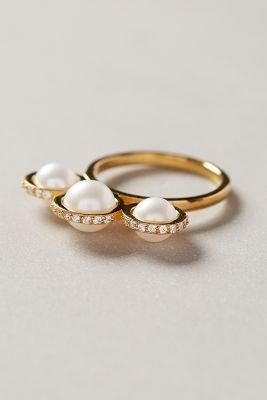 Anthropologie Gold Philosophy Orbited Pearl Ring