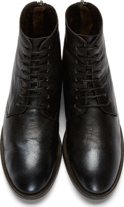 Marsèll Dark Blue Polarized Leather Lace-Up Ankle Boots
