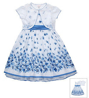 Sweet Heart Rose Girls' 2T-6X Blue Floral Dress with Shrug