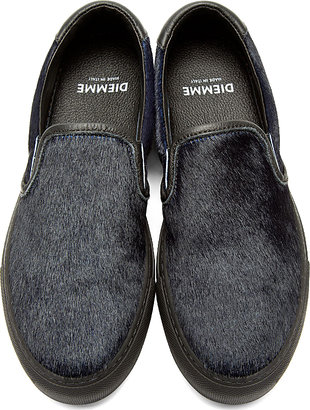 Diemme SSENSE Exclusive Navy Calf-Hair Garda Slip-On Shoes