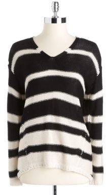 RD Style Striped Hi-Lo Knit Sweater