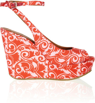 Marc by Marc Jacobs Printed matte-satin wedge sandals