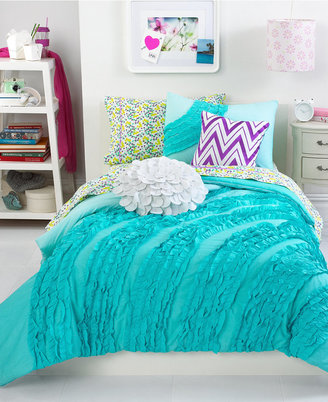 CLOSEOUT! Teen Vogue Ella Teal Ruffle Comforter Sets