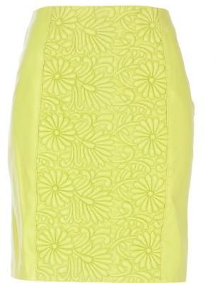 River Island Lime green floral embossed mini skirt