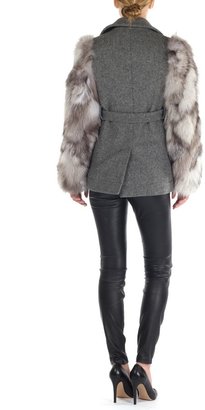 Band Of Outsiders Peacoat with Fur Sleeves