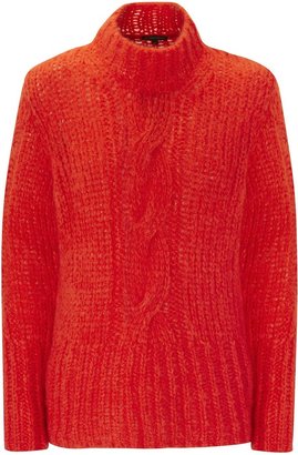 Ann Demeulemeester Bright orange cable knit mohair blend jumper