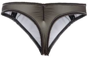 New Look Kelly Brook Silver Sateen Lace Edge Thong