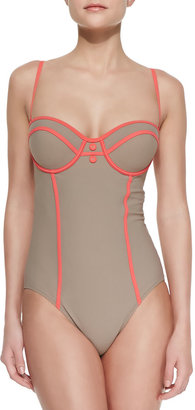 Red Carter I Dream Of Genie Underwire Maillot Swimsuit, Tan