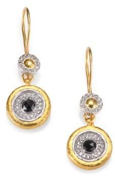 Gurhan Glint Black/White Diamond, 24K Yellow Gold & Sterling Silver Drop Earrings