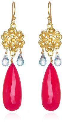 Wendy Mink Blue Topaz and Pink Quartz Earrings