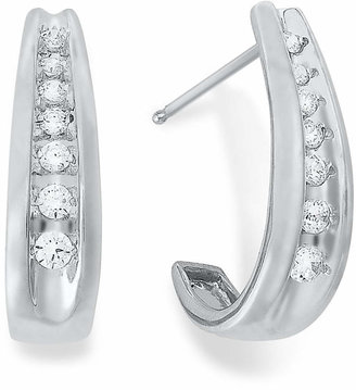 Macy's Diamond Channel-Set J Hoop Earrings in 14k White Gold (1/4 ct. t.w.)