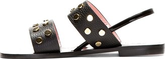 Studio Pollini Black & Gold Studded Leather Sandals