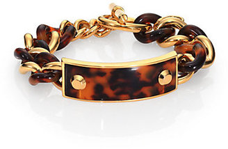 Michael Kors Plaque Tortoise-Print Curb Chain Bracelet