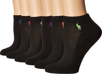 Lauren Ralph Lauren Cushion Sole Mesh Top Low Cut 6 Pack (Black Assorted) Women's Low Cut Socks Shoes