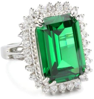 Kenneth Jay Lane CZ by Elegant Cubic Zirconia" Rhodium-Plated Emerald-Color Pave Ring