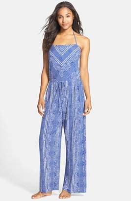 Robin Piccone Print Halter Jumpsuit Cover-Up