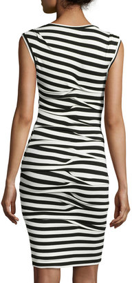 Nicole Miller Sleeveless Striped Dress, Black/White