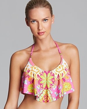 Trina Turk Woodblock Floral Crop Bikini Top