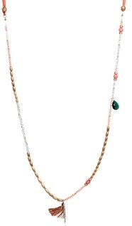 Orelia Statement Silk Bead Necklace - Coral