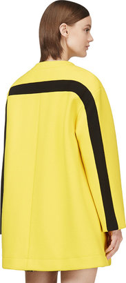 Kenzo Yellow & Black Textured Crepe Double Face Coat