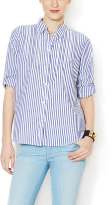 Trovata Cotton Striped Roll-Tab Shirt