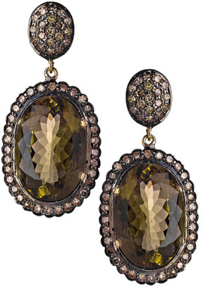 Hari Jewels Olive Diamond Oval Dangle Earrings